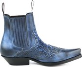 Mayura Boots Rock 2500 Blauw/ Spitse Western Heren Enkellaars Schuine Hak Elastiek Sluiting Vintage Look Maat EU 41