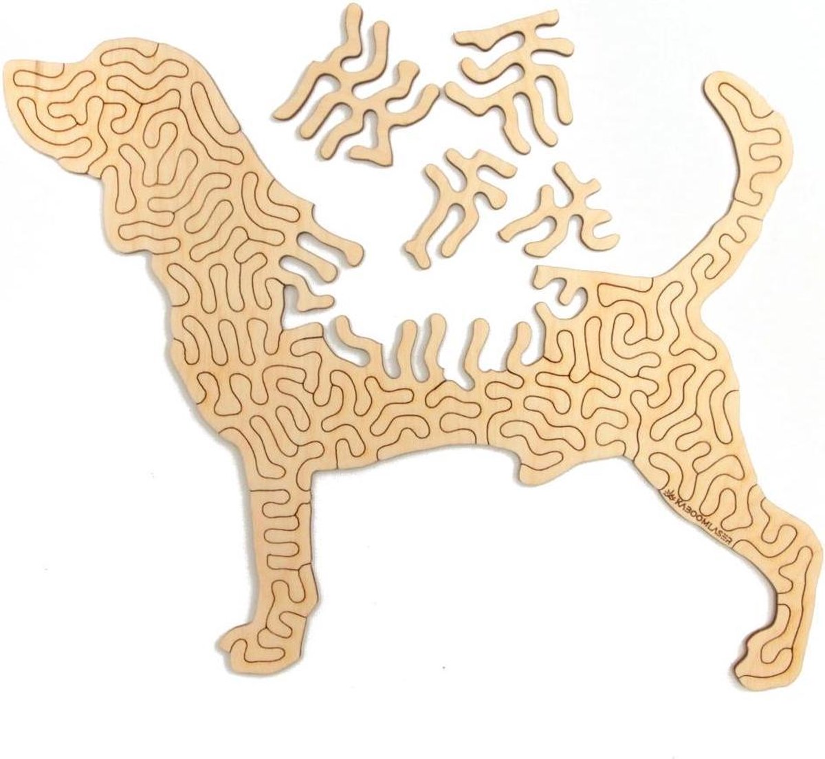 Afbeelding van product Hond | Houten puzzel | 38 stukjes | A4 | Legpuzzel | Jigsaw | Geproduceerd in Nederland | Kaboomlaser
