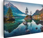 Artaza Canvas Schilderij Meer In De Bergen Tijdens De Herfst - 60x40 - Foto Op Canvas - Canvas Print
