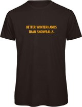 T-shirt Zwart L - Better winterhands than snowballs - okergeel - soBAD. | Foute apres ski outfit | kleding | verkleedkleren | wintersport t-shirt | wintersport dames en heren