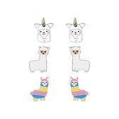 Joy|S - Zilveren Alpaca lama oorbellen set 3 paar