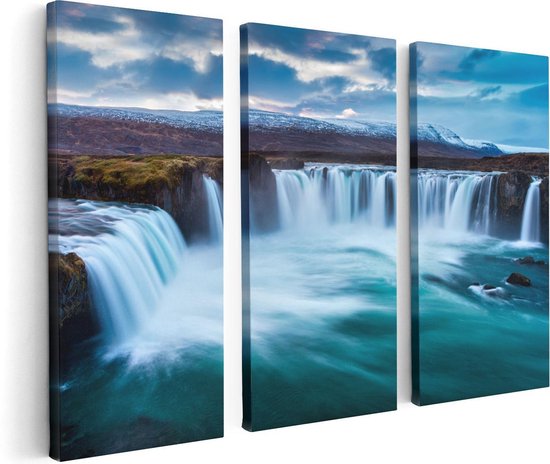 Artaza - Canvas Schilderij - Watervallen In Het Blauw Groene Water - Foto Op Canvas - Canvas Print