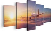 Artaza Canvas Schilderij Vijfluik Vliegtuig In De Wolken Bij Zonsondergang - 100x50 - Foto Op Canvas - Canvas Print