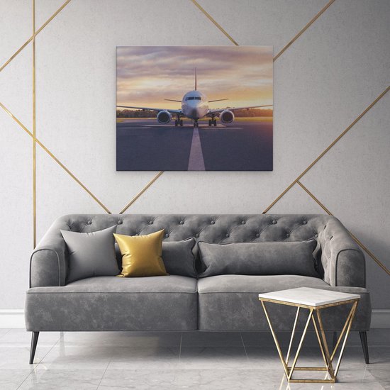 Artaza Peinture Sur Toile Avion Sur La Piste - 100x80 - Groot - Photo Sur Toile - Impression Sur Toile