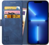 Rosso Element Book Case Wallet Hoesje Geschikt voor Apple iPhone 13 Pro | Portemonnee | 3 Pasjes | Magneetsluiting | Stand Functie | Blauw