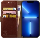 Rosso Element Book Case Wallet Hoesje Geschikt voor Apple iPhone 13 Pro Max | Portemonnee | 3 Pasjes | Magneetsluiting | Stand Functie | Bruin