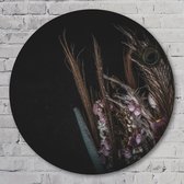 Muurcirkel ⌀ 50 cm - Dried Flower Violet - Aluminium Dibond - Bloemen en Planten - Rond Schilderij - Wandcirkel - Wanddecoratie