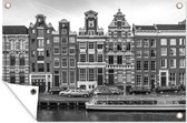 Tuinposter - Tuindoek - Tuinposters buiten - Grachtenpanden in Amsterdam - zwart wit - 120x80 cm - Tuin