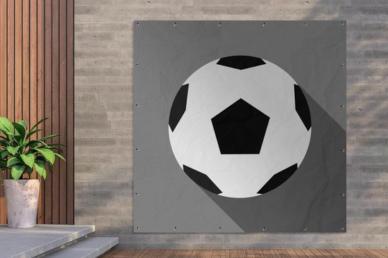 Affiche de Jardin un ballon de foot noir et blanc 200x200 cm