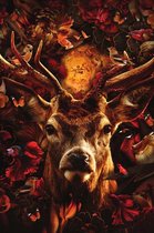 80 x 120 cm - Glasschilderij - Autumn Deer - Dieren