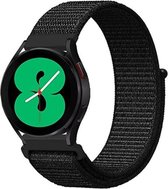 Strap-it Watch 4 & Watch 5 bandje - Samsung Galaxy Watch 4 - 40mm nylon band - zwart - Geschikt voor Samsung Galaxy Watch 5 Pro – 44mm – 40mm & Galaxy Watch 4 40mm, 44mm & Galaxy W