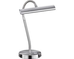 LED Bureaulamp - Torna Curty - 4W - Warm Wit 3000K - Dimbaar - Rond - Mat Nikkel - Aluminium