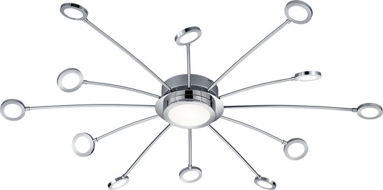 LED Plafondlamp - Torna Bodrina - 24W + 6W - 13-lichts - Aanpasbare Kleur - Dimbaar - Afstandsbediening - Rond - Mat Chroom - Aluminium