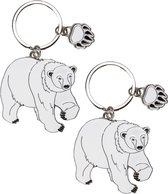 2x stuks metalen ijsbeer dieren sleutelhanger 5 cm - Cadeau artikelen