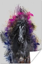 Poster Paard - Zwart - Kleuren - 120x180 cm XXL