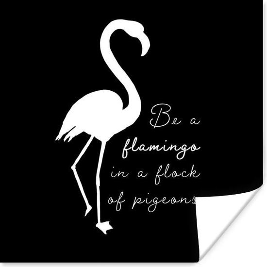Affiche Flamingo - Lettres - Wit - 75x75 cm