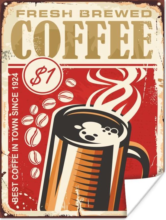 Foto: Poster koffie vintage bord coffee 30x40 cm