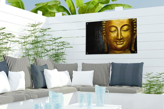 Décoration de jardin Bouddha - Zwart - Or - 60x40 cm - Poster jardin