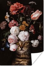 Affiche Nature morte aux fleurs - Jan Davidsz de Heem - Chat - 40x60 cm