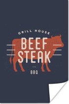 Affiche BBQ - Mancave - Steak - 20x30 cm