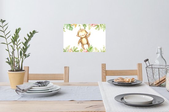 Stickers muraux - Singe - Jungle - Aquarelle - 30x20 cm - Feuille adhésive