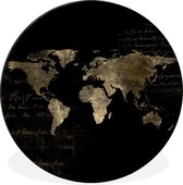 Wall Circle - Wall Circle - Wereldkaart - Or - Lettres - Aluminium - Dibond - ⌀ 60 cm - Intérieur et Extérieur