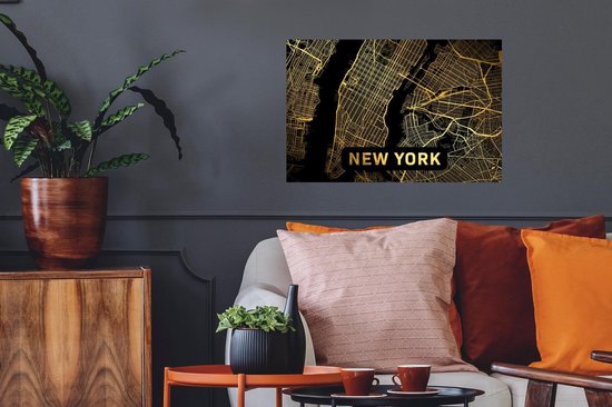 Stickers muraux - New York - Carte - Abstrait - 60x40 cm - Feuille adhésive