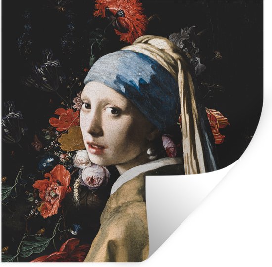 Stickers Stickers muraux - La fille à la perle - Vermeer - Art - 100x100 cm - Feuille adhésive XXL