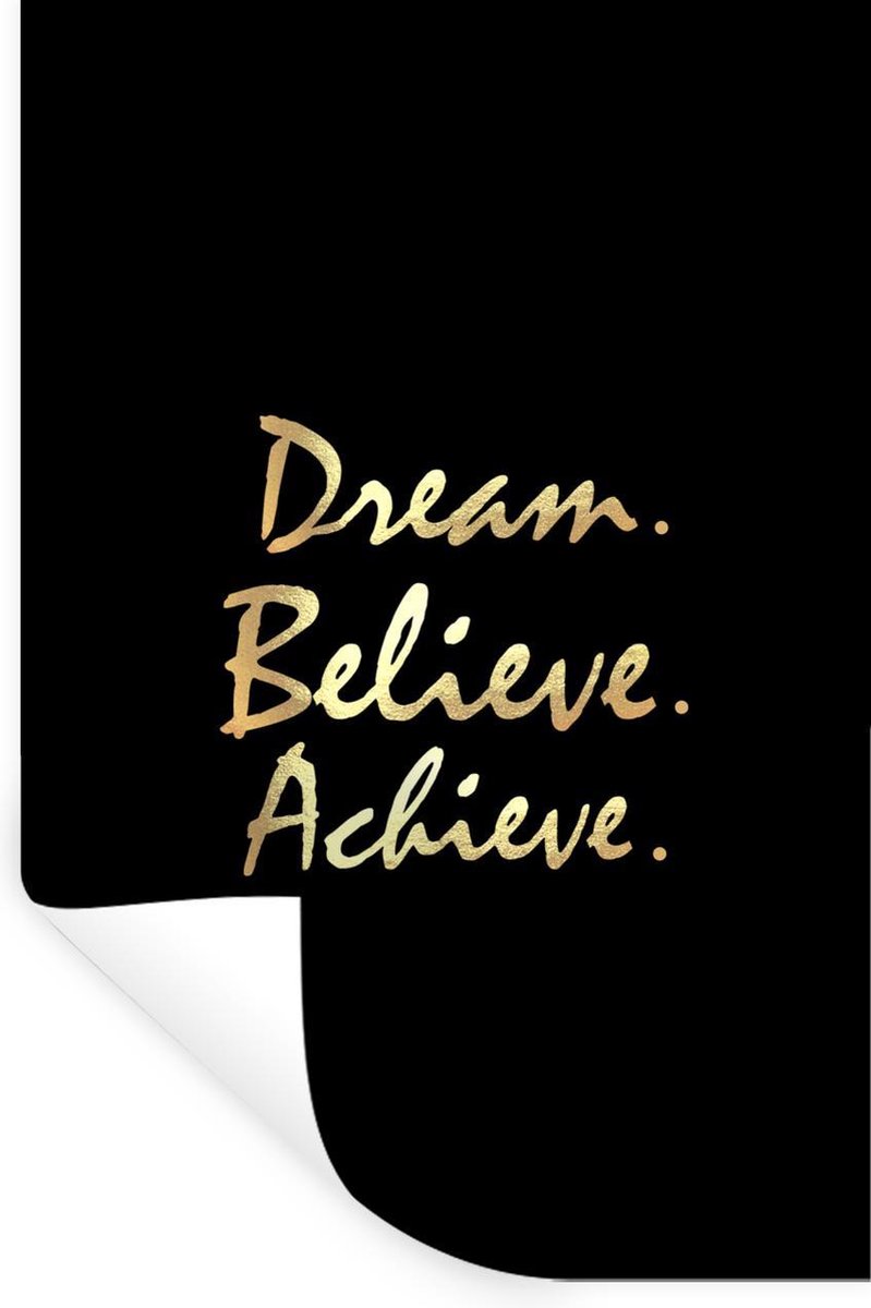 Muurstickers - Sticker Folie - Quote - Dream - Zwart - Goud - 20x30 cm - Plakfolie - Muurs