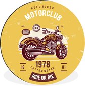 Wandcirkel - Muurcirkel - Motor - Geel - Retro - Aluminium - ⌀ 140 cm - Binnen en Buiten