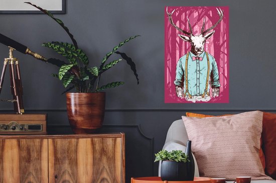 Stickers muraux - Film autocollant - Vintage - Cerf - Forêt - 40x60 cm - Film adhésif - Stickers muraux muraux Chambre d'enfant - Papier peint autocollant - Papier peint autocollant - Film autocollant