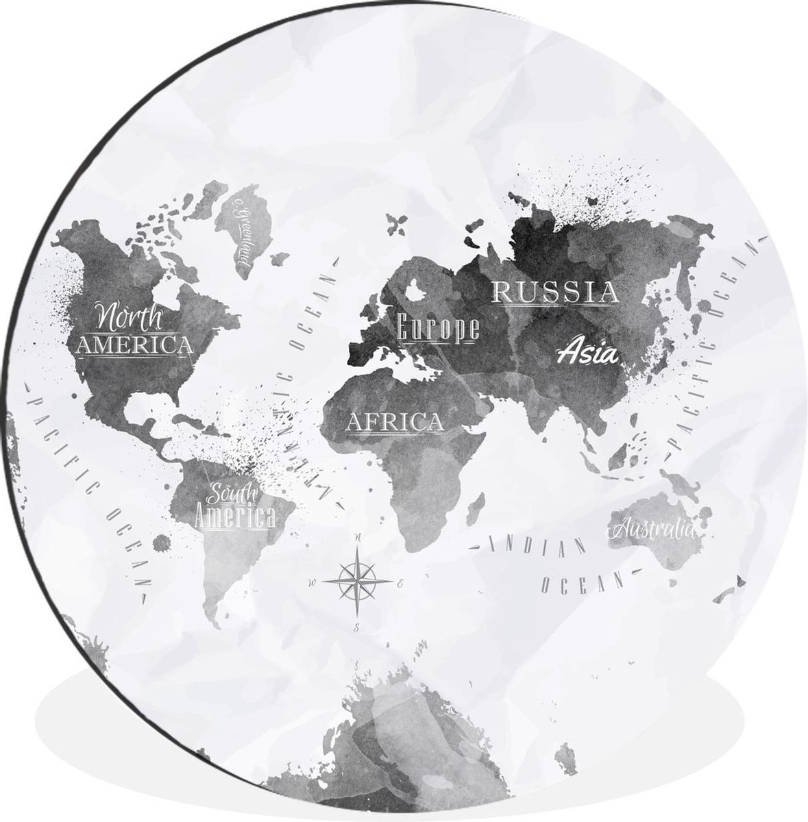 WallCircle - Wandcirkel - Muurcirkel - Wereldkaarten - Olieverf - Abstract - Aluminium - Dibond - 60x60 cm - Binnen en Buiten