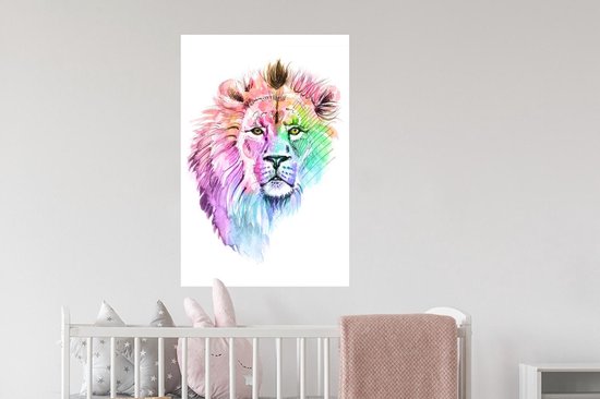 Stickers Stickers muraux - Lion - Couleurs - Illustration - 60x90 cm - Feuille adhésive