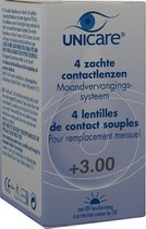 Unicare  1 maand  Lens 4pack +3.00 - Contactlenzen