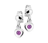 YO&NO - Oorbellen - Zilver - Oorhangers - Hart - Steker - Strass amethyst - 12mm - 4,5mm - Kinderen - Zilver 925