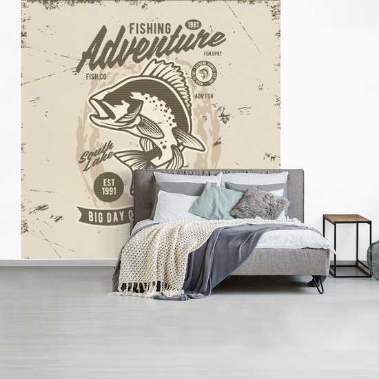 Papier peint - Papiers Papier peint photo Poissons - Rétro - Citation - Largeur 280 cm x Hauteur 280 cm