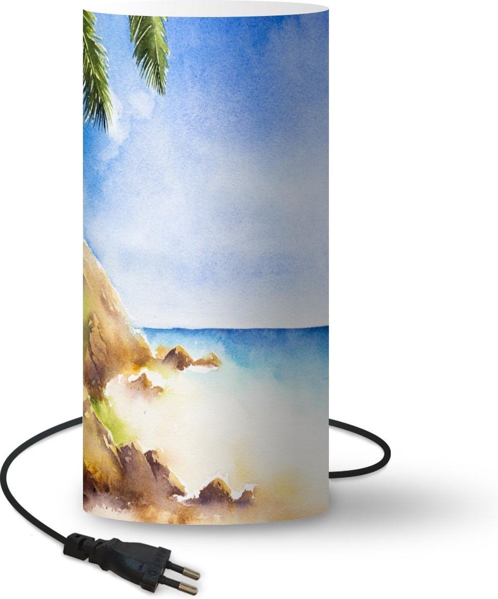 Lamp - Nachtlampje - Tafellamp slaapkamer - Zee - Strand - Berg - 54 cm hoog - Ø24.8 cm - Inclusief LED lamp