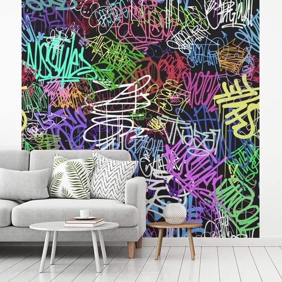 Behang - Fotobehang Street art - Vintage - Verf - Breedte 220 cm x hoogte 220 cm