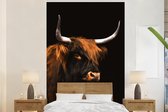 Behang - Fotobehang Schotse hooglander - Zwart - Vacht - Breedte 200 cm x hoogte 300 cm
