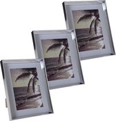 3x stuks kunststof fotolijst zilver geschikt voor een foto van 13 x 18 cm