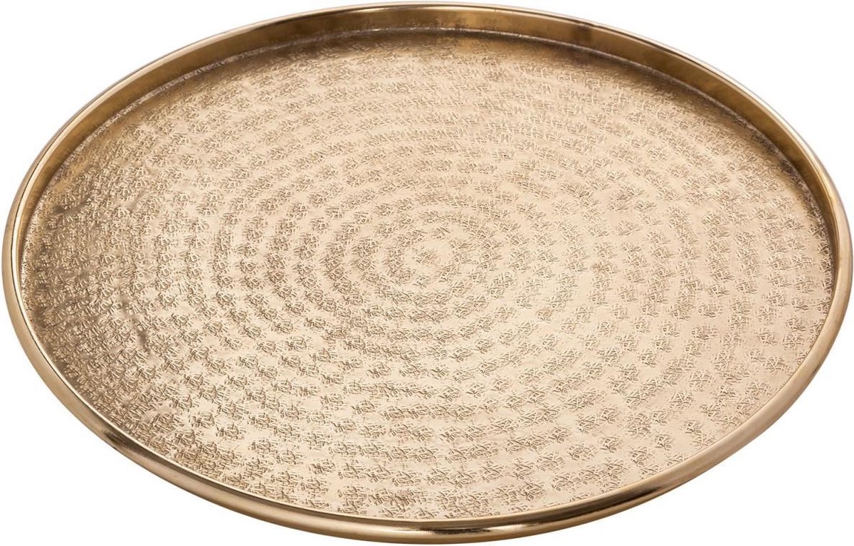 ROUMI - Plateau rond en aluminium - doré D40cm