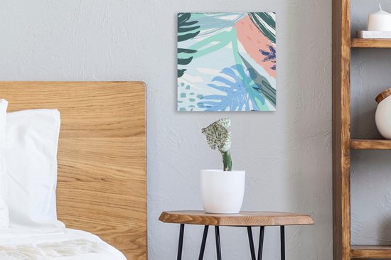 Tableau sur toile Été - Blauw - Vert - 20x20 cm - Décoration murale