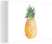 Canvas Schilderij Ananas - Fruit - Wit - 60x40 cm - Wanddecoratie