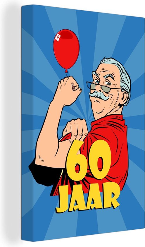 Tableau sur toile Homme - Anniversaire - 60 ans - 90x140 cm - Décoration murale