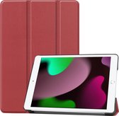 Hoes Geschikt voor iPad 10.2 2021 Hoes Luxe Hoesje Book Case - Hoesje Geschikt voor iPad 9 Hoes Cover - Donkerrood