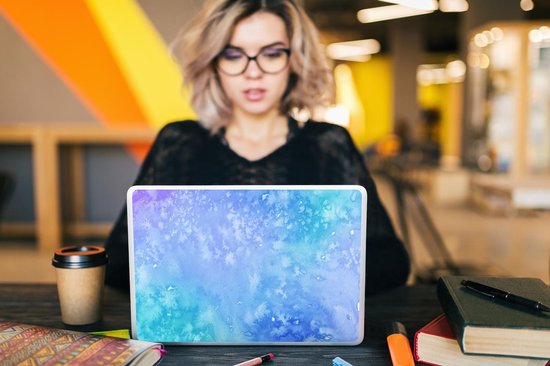 Sticker pour ordinateur portable - 11,6 pouces - Aquarelle - Blauw - Violet - Bleu clair - 30x21cm - Autocollants pour ordinateur portable - Skin pour ordinateur portable - Housse