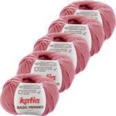 Basic Merino - kleur 26_Medium bleekrood - bundel 5 bollen 50 gr.  van 120 m.