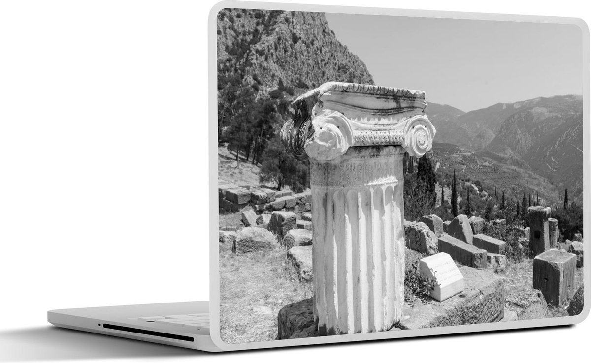 Afbeelding van product SleevesAndCases  Laptop sticker - 15.6 inch - Een stuk van een kolom van de Apollotempel in oud Delphi in Zwart-Wit