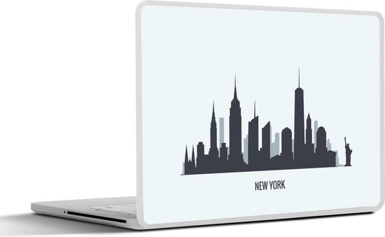 Laptop sticker - 15.6 inch - New York - Skyline - Zwart - Wit - 36x27,5cm - Laptopstickers - Laptop skin - Cover