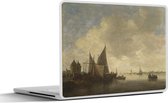 Laptop sticker - 15.6 inch - De mond van een estuarium met een poort - Schilderij van Jan van Goyen - 36x27,5cm - Laptopstickers - Laptop skin - Cover